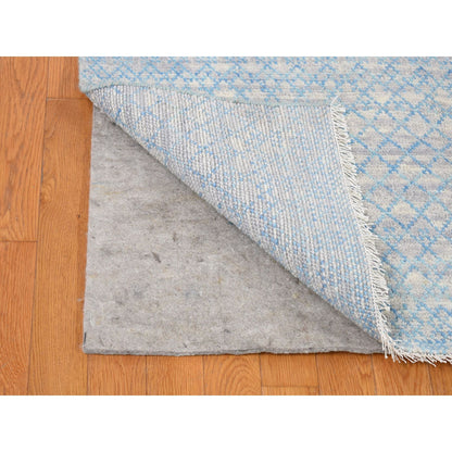 Modern and Contemporary Wool Hand Knotted Rug Blue No Border 8.0X8.0 -O080529