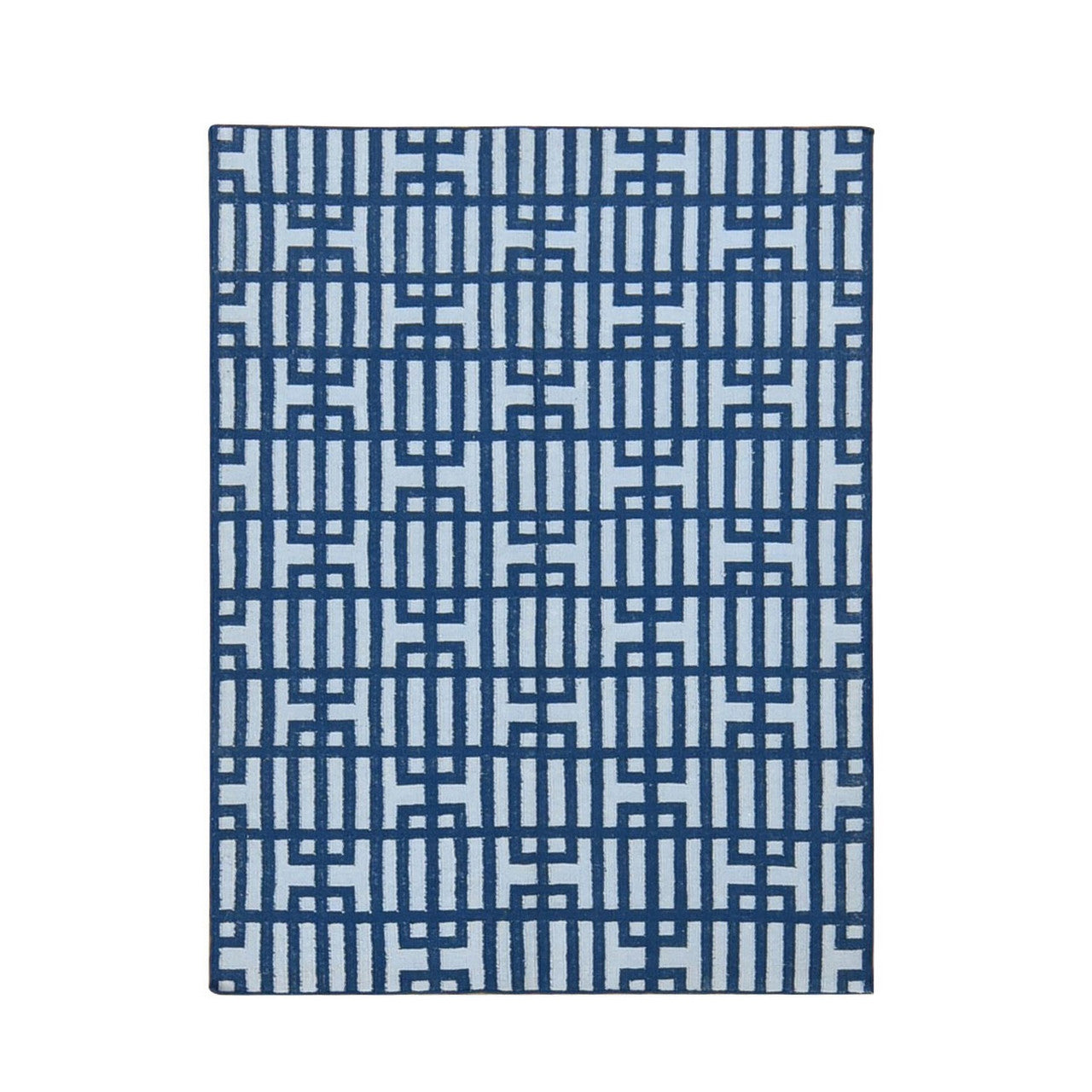 Flat Weave Wool Hand Woven Rug Blue No Border 5.2X7.0 -O080533
