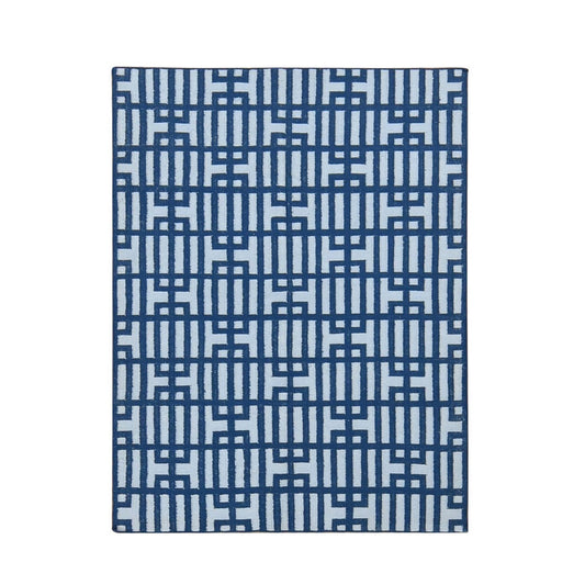 Flat Weave Wool Hand Woven Rug Blue No Border 5.2X7.0 -O080533