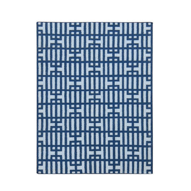 Flat Weave Wool Hand Woven Rug Blue No Border 5.2X7.0 -O080533