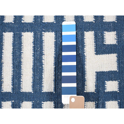 Flat Weave Wool Hand Woven Rug Blue No Border 5.2X7.0 -O080533