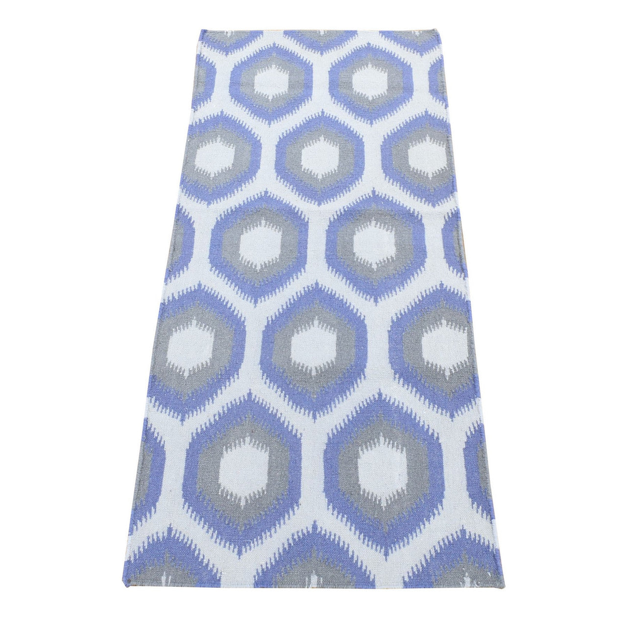 Gray 2'5" x 6'0" Flat Weave Hand woven Wool Rug -O080534