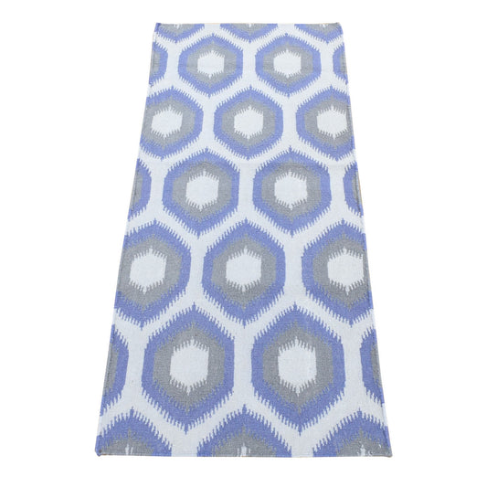 Flat Weave Wool Hand Woven Rug Grey No Border 2.5X6.0 -O080534