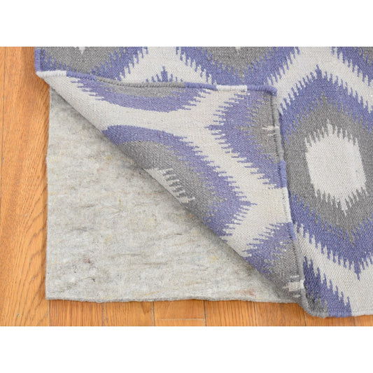 Flat Weave Wool Hand Woven Rug Grey No Border 2.5X6.0 -O080534