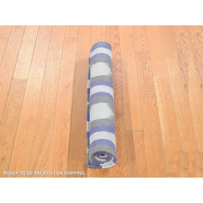 Flat Weave Wool Hand Woven Rug Grey No Border 2.5X6.0 -O080534