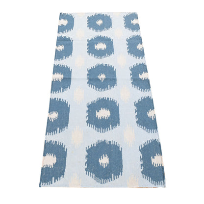Flat Weave Wool Hand Woven Rug Blue No Border 2.5X6.0 -O080535