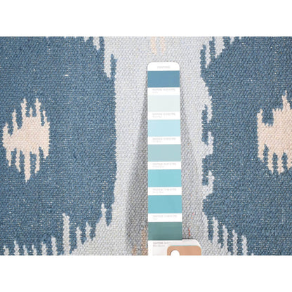 Flat Weave Wool Hand Woven Rug Blue No Border 2.5X6.0 -O080535