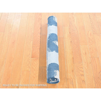 Flat Weave Wool Hand Woven Rug Blue No Border 2.5X6.0 -O080535