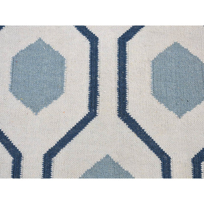 Flat Weave Wool Hand Woven Rug Blue No Border 2.7X6.0 -O080536