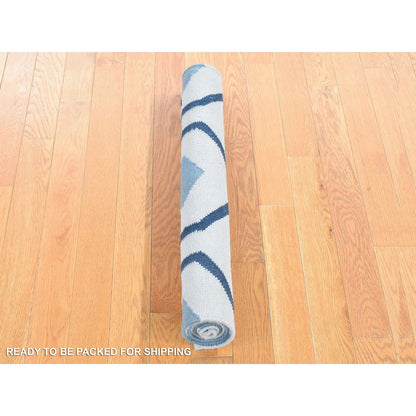 Flat Weave Wool Hand Woven Rug Blue No Border 2.7X6.0 -O080536