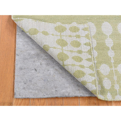 Flat Weave Wool Hand Woven Rug Green No Border 2.8X8.0 -O080538