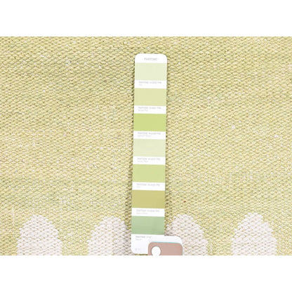 Flat Weave Wool Hand Woven Rug Green No Border 2.8X8.0 -O080538