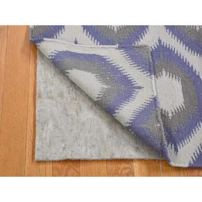 Flat Weave Wool Hand Woven Rug Grey No Border 4.2X6.0 -O080541