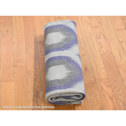 Flat Weave Wool Hand Woven Rug Grey No Border 4.2X6.0 -O080541