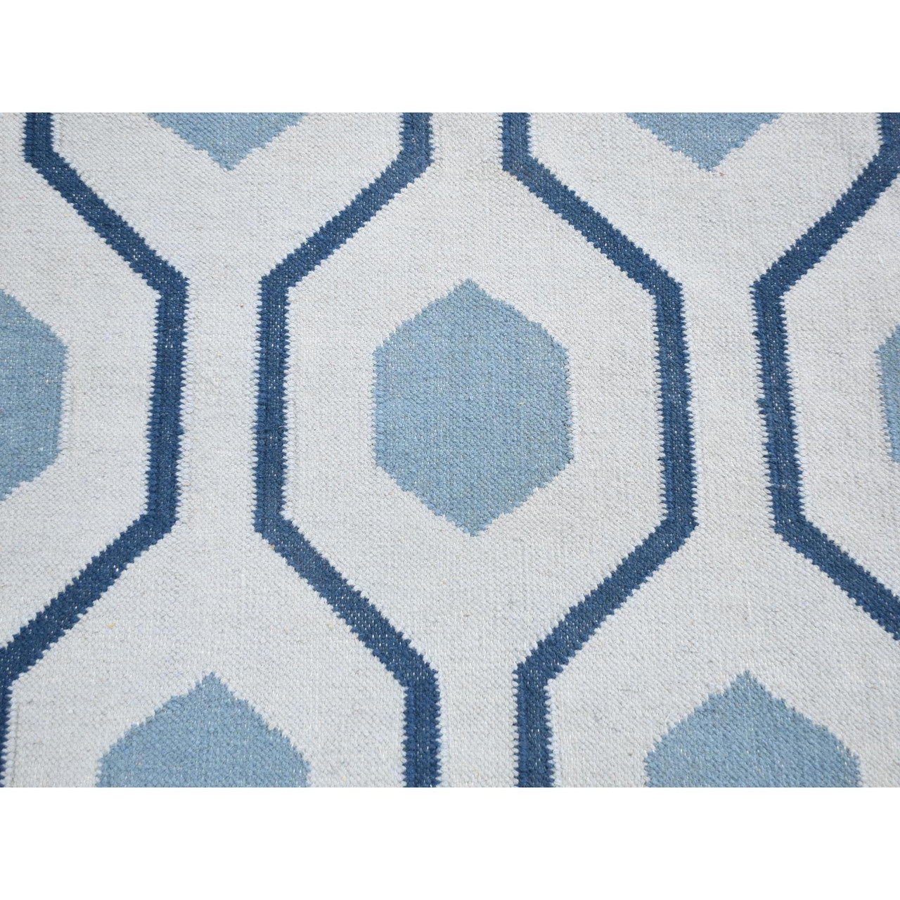 Flat Weave Wool Hand Woven Rug Ivory No Border 2.7X6.0 -O080542