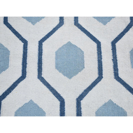 Flat Weave Wool Hand Woven Rug Ivory No Border 2.7X6.0 -O080542