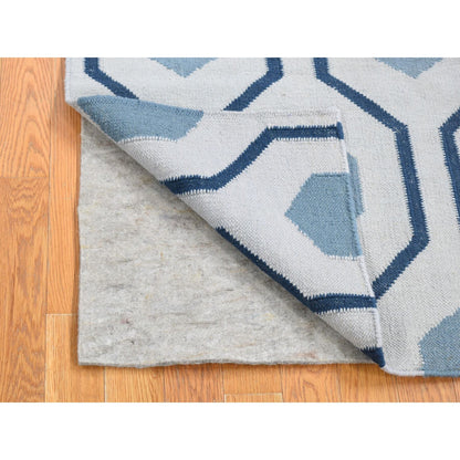 Flat Weave Wool Hand Woven Rug Ivory No Border 2.7X6.0 -O080542
