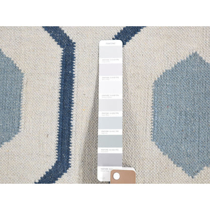 Flat Weave Wool Hand Woven Rug Ivory No Border 2.7X6.0 -O080542