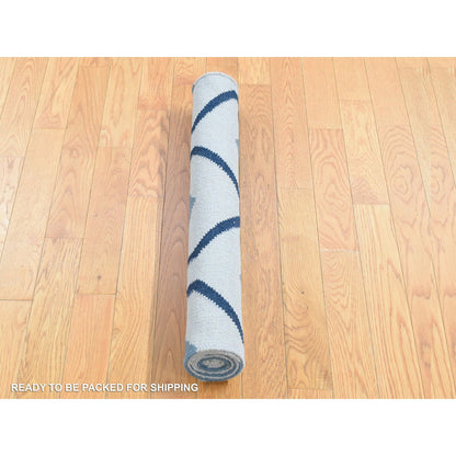 Flat Weave Wool Hand Woven Rug Ivory No Border 2.7X6.0 -O080542