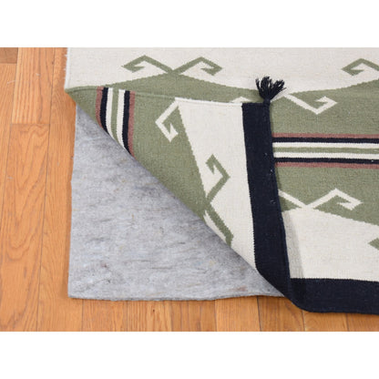 Flat Weave Wool Hand Woven Rug Ivory No Border 5.2X7.0 -O080545