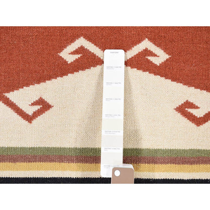 Flat Weave Wool Hand Woven Rug Ivory No Border 5.2X7.0 -O080545
