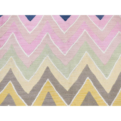 Flat Weave Wool Hand Woven Rug Pink No Border 8.0X10.0 -O080548