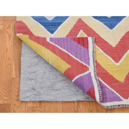 Flat Weave Wool Hand Woven Rug Pink No Border 8.0X10.0 -O080548