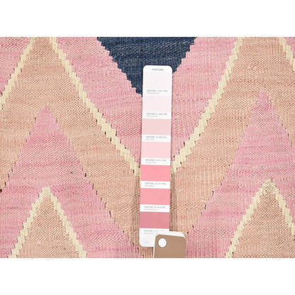 Flat Weave Wool Hand Woven Rug Pink No Border 8.0X10.0 -O080548