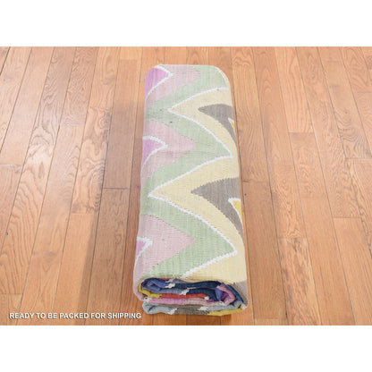 Flat Weave Wool Hand Woven Rug Pink No Border 8.0X10.0 -O080548