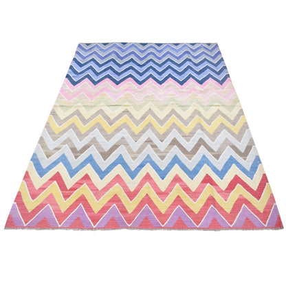 Flat Weave Wool Hand Woven Rug Pink No Border 8.0X10.0 -O080550