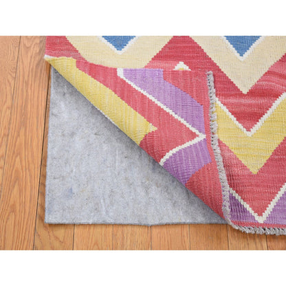 Flat Weave Wool Hand Woven Rug Pink No Border 8.0X10.0 -O080550