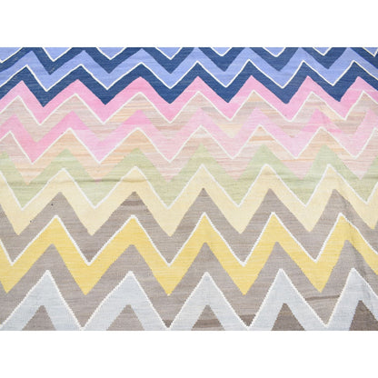 Flat Weave Wool Hand Woven Rug Pink No Border 7.1X10.1 -O080551