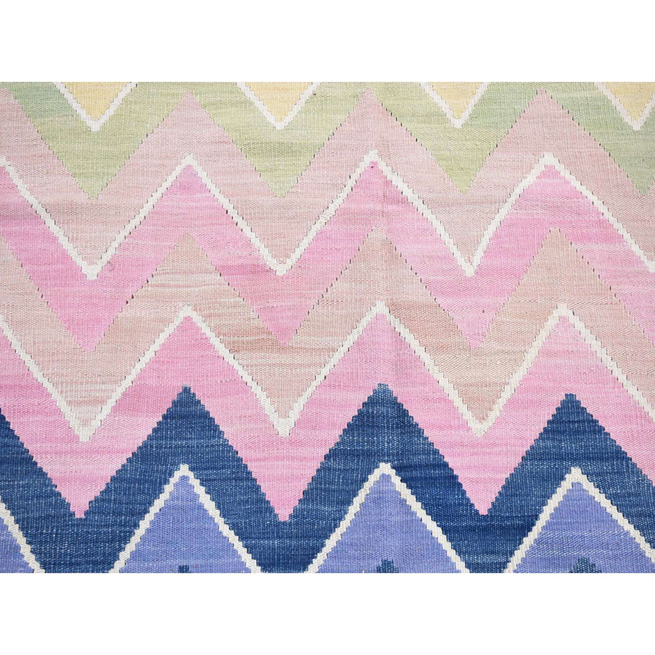 Flat Weave Wool Hand Woven Rug Pink No Border 5.8X7.10 -O080552