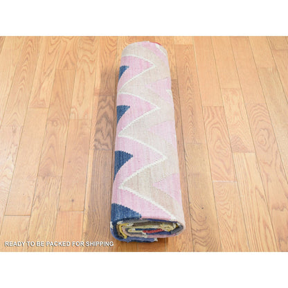 Flat Weave Wool Hand Woven Rug Pink No Border 5.9X8.0 -O080553