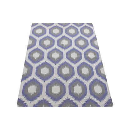 Flat Weave Wool Hand Woven Rug Grey No Border 4.0X6.0 -O080557