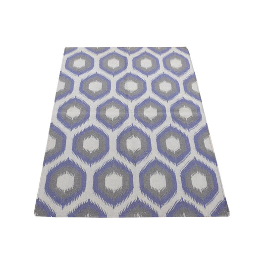 Flat Weave Wool Hand Woven Rug Grey No Border 4.0X6.0 -O080557