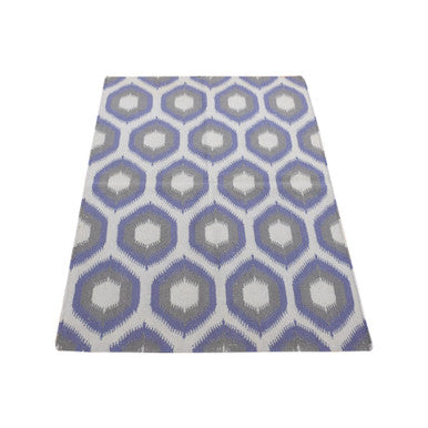 Flat Weave Wool Hand Woven Rug Grey No Border 4.0X6.0 -O080557