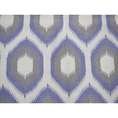 Flat Weave Wool Hand Woven Rug Grey No Border 4.0X6.0 -O080557