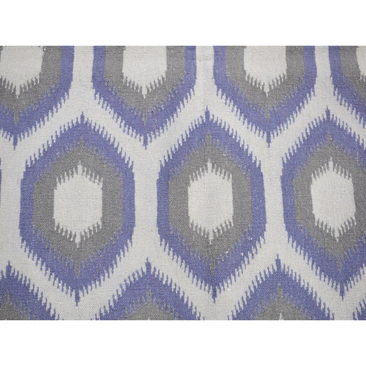 Flat Weave Wool Hand Woven Rug Grey No Border 4.0X6.0 -O080557