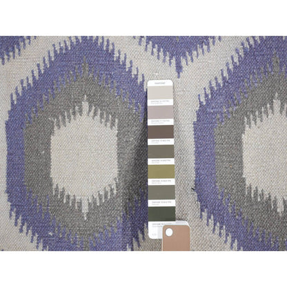 Flat Weave Wool Hand Woven Rug Grey No Border 4.0X6.0 -O080557