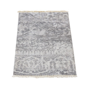 Modern and Contemporary Silk Hand Knotted Rug Grey No Border 2.0X3.0 -O080558