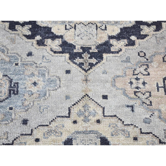 Oushak And Peshawar Wool Hand Knotted Rug Grey No Border 3.0X3.0 -O080561