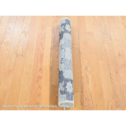 Oushak And Peshawar Wool Hand Knotted Rug Grey No Border 3.0X3.0 -O080561