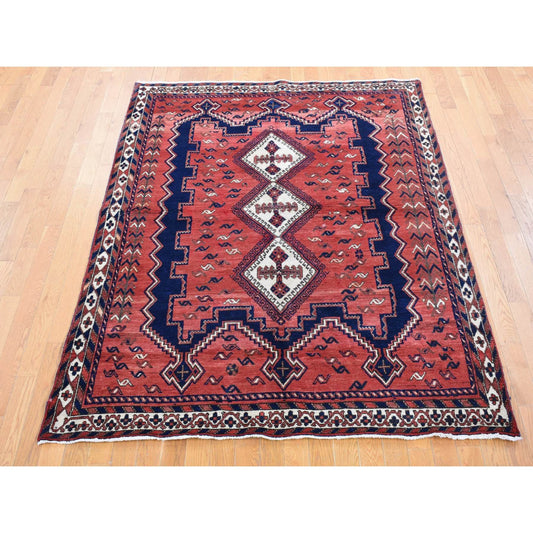 Persian Wool Hand Knotted Rug Red Ivory 5.5X7.0 -O080570