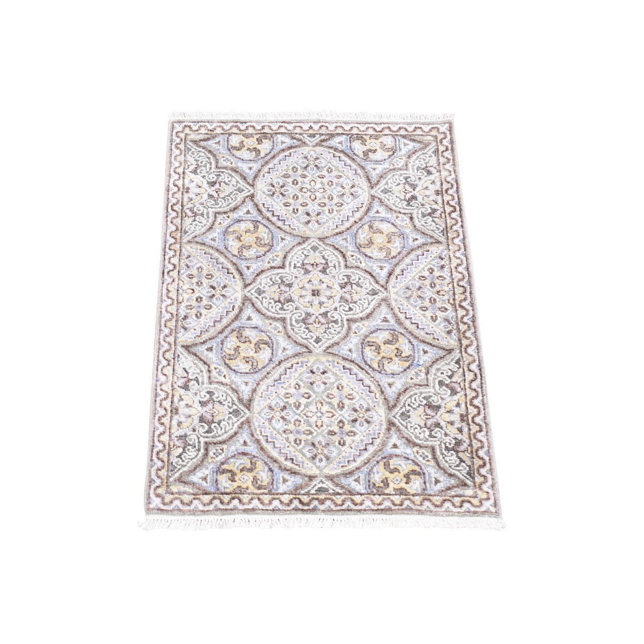 Brown 2'1" x 3'1" Transitional Hand knotted Wool/Silk Rug - Sku: O080576