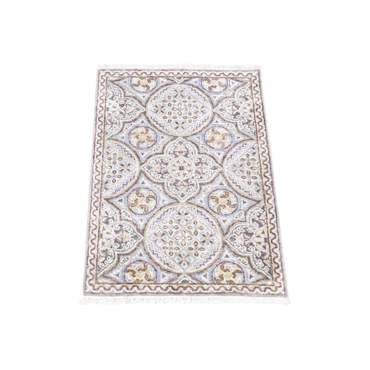 Transitional Wool & Silk Hand Knotted Rug Brown No Border 2.1X3.1 -O080576