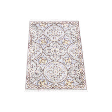 Transitional Wool & Silk Hand Knotted Rug Brown No Border 2.1X3.1 -O080576