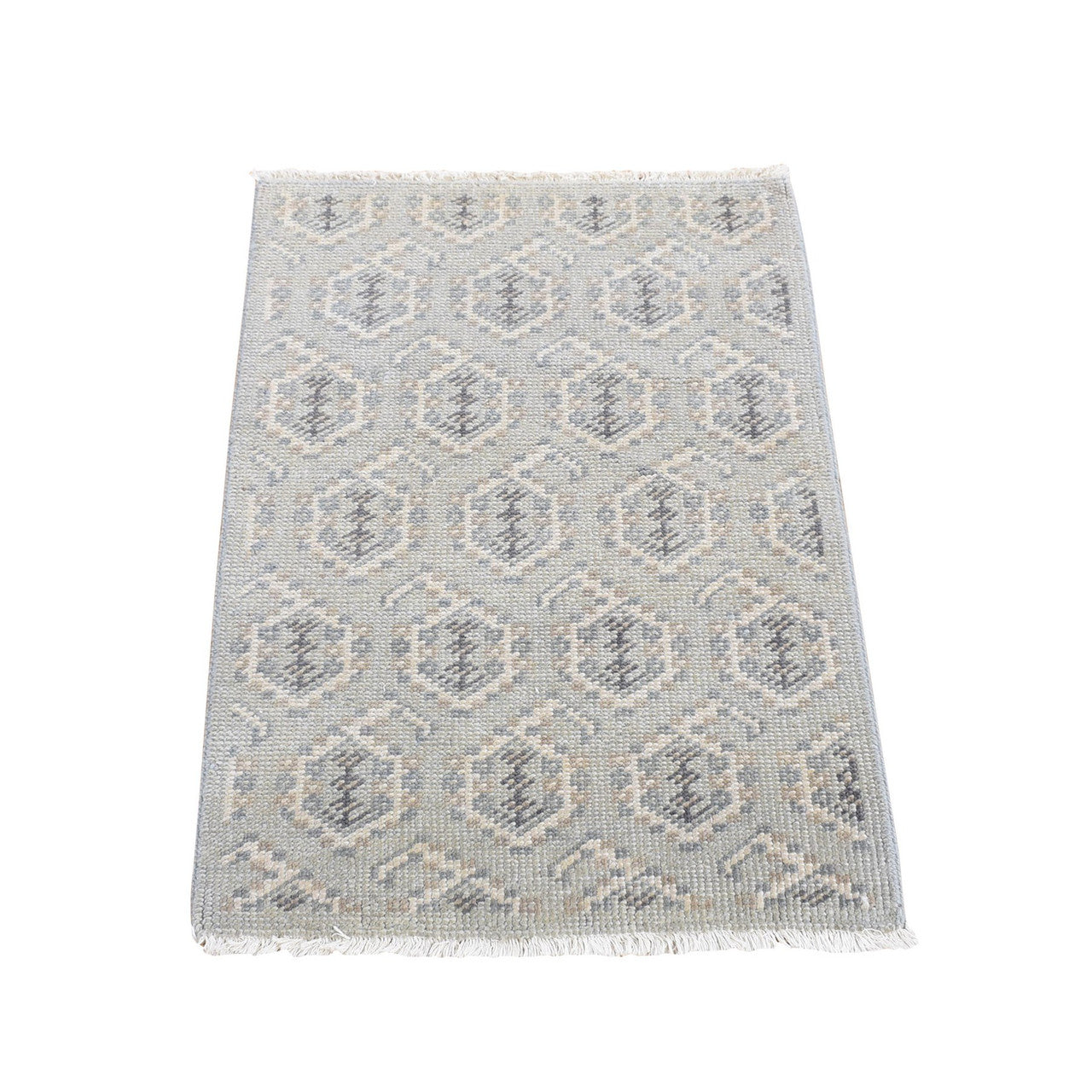 Gray 2'0" x 3'0" Oushak And Peshawar Hand knotted Wool Rug - Sku: O080578