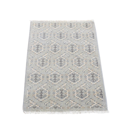 Oushak And Peshawar Wool Hand Knotted Rug Grey No Border 2.0X3.0 -O080578