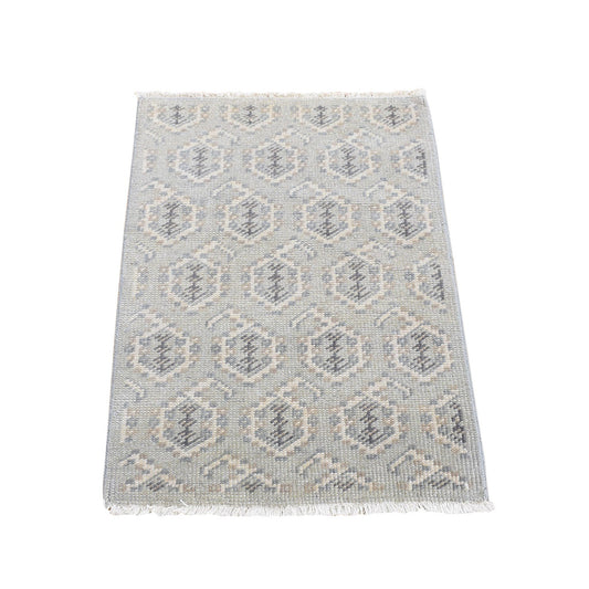 Oushak And Peshawar Wool Hand Knotted Rug Grey No Border 2.0X3.0 -O080578